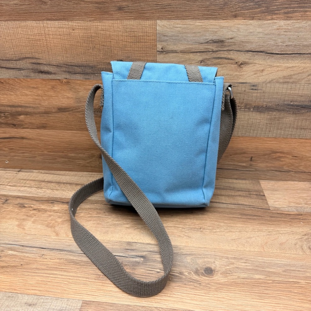 L.L. Bean Blue Brown Canvas Small Utility Hiking Outdoor Travel Crossbody Bag - Picture 4 of 5